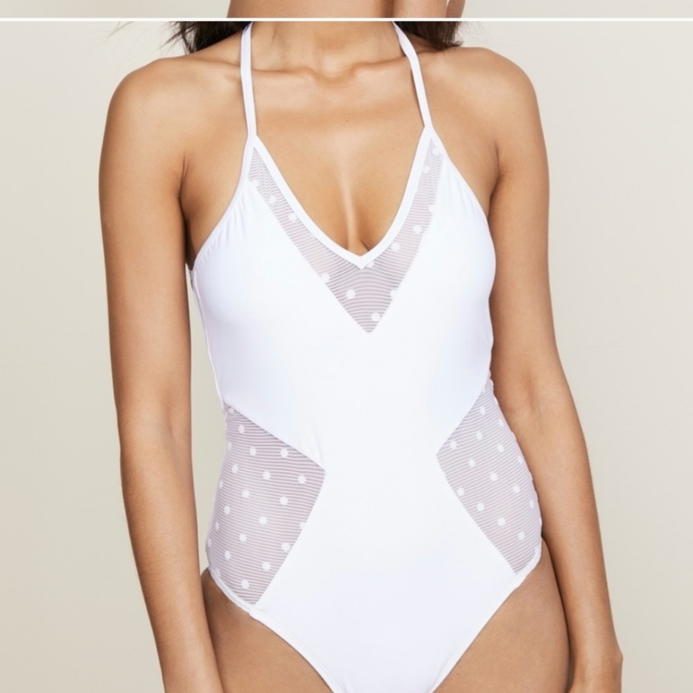NWT Ella Moss white one piece swimsuit halter